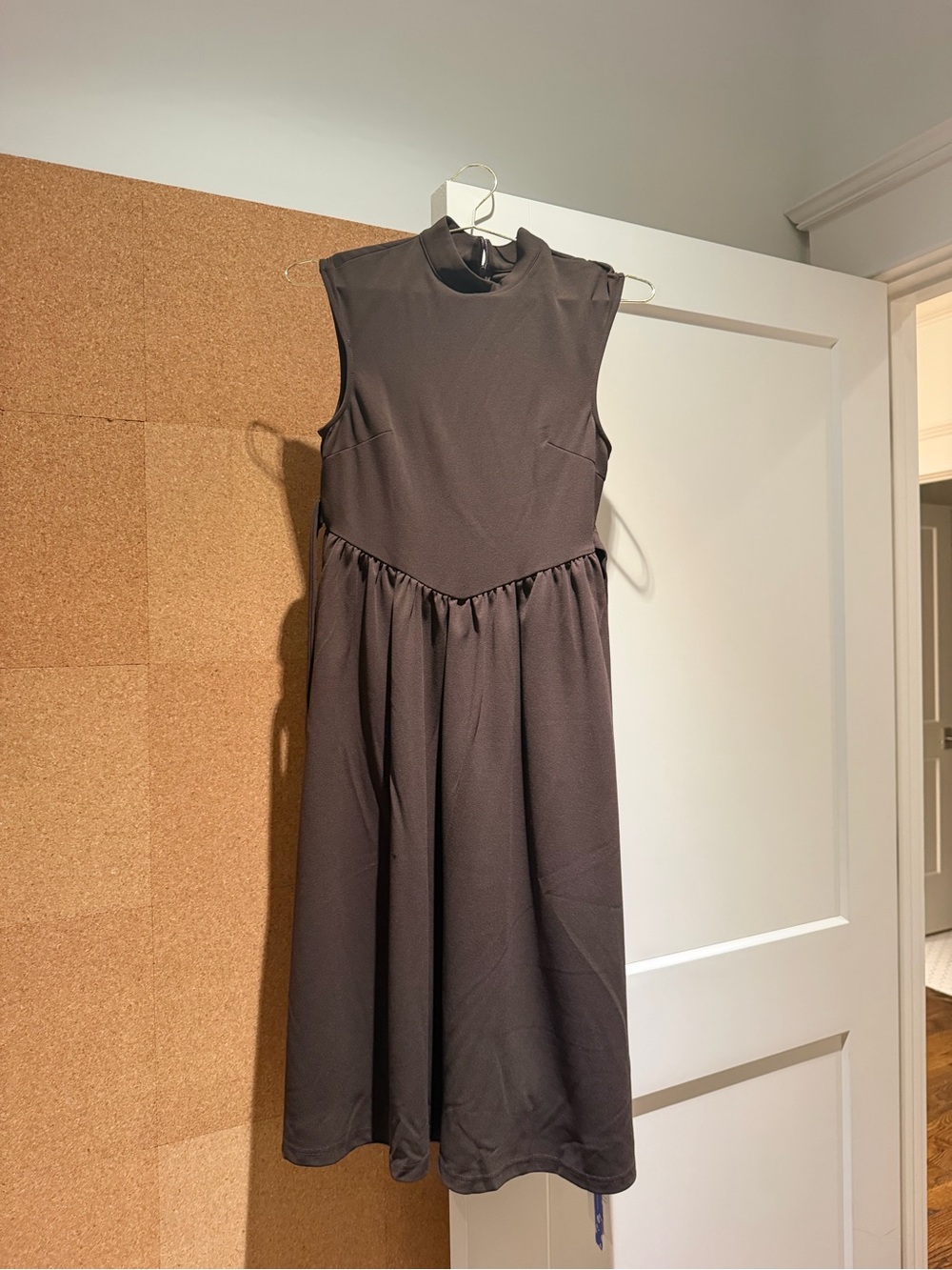 Cider Brown Sleeveless Mock-Neck Midi Dress